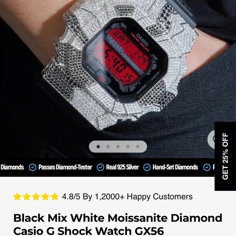 Casio Digital Watch in Black and Silver Crystal Pavé